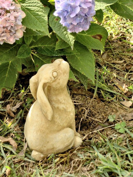 Rabbit Statue for outdoors -Small Sitting Bunny Cement for Garden